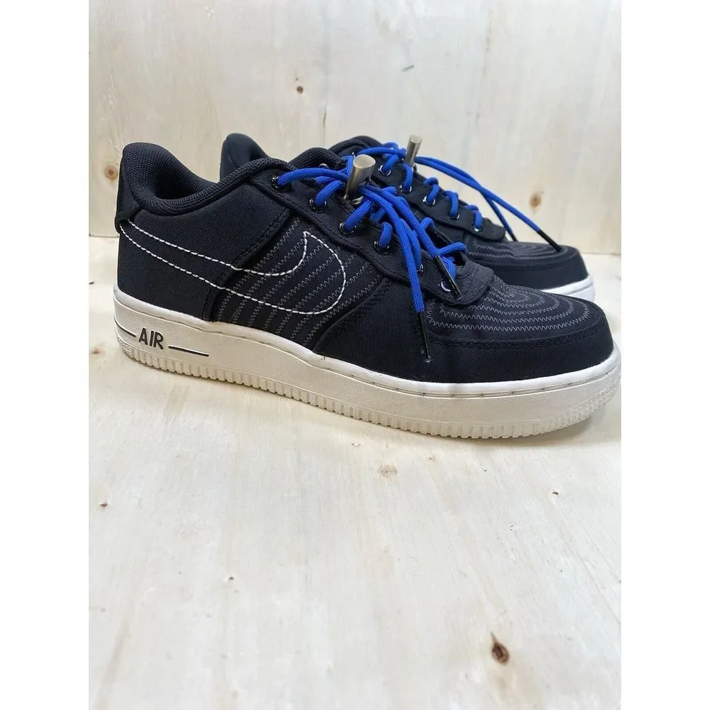 Nike Air Force 1 Low LV8 3‎ GS Black Anthracite Blue Laces SIZE 5Y DV1622-001